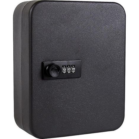 Cassetta di sicurezza a muro con combinazione - Armadietto di sicurezza in acciaio per chiavi auto, nero - AquaForge (1/4)
