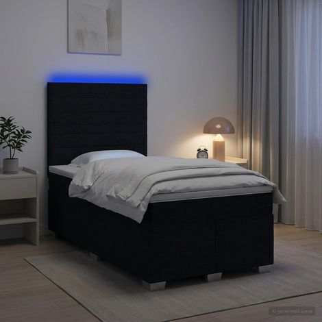 vidaXL Cama box spring con colchón Negro 120 x 190 cm Tela (1/5)