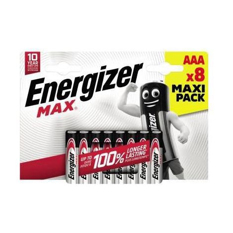 Energizer - MAX, Packung mit 8 AAA-Batterien, lange Lebensdauer für den täglichen Gebrauch, keine Sulfatierung und 10 Jahre Lebensdauer