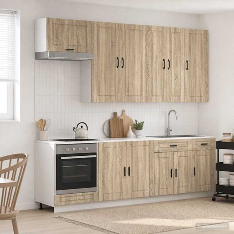 Ensemble de cuisine 8 pièces en bois d’ingénierie chêne Sonoma - PANGIVO (1/5)
