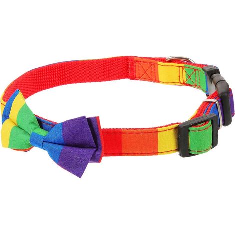 Collar de tela para perro pequeño, arcoíris, ajustable, 2 unidades para mascotas (1/5)