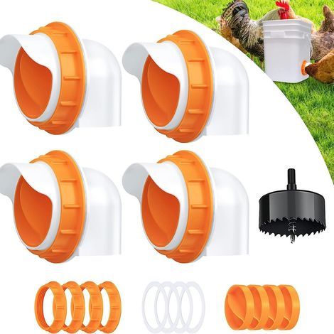 Comedero automático sin desperdicio para pollos, con puerto de alimentación extendido, resistente a la intemperie para pollos, patos, gansos, aves y codornices. (1/4)