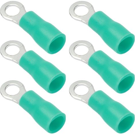 100 Connecteurs à Œillet en Cuivre Isolés Vert, pour Câbles PVC AWG 22-16, Section 1.25-3 mm², Idéal pour Applications Électriques Industrielles (1/5)