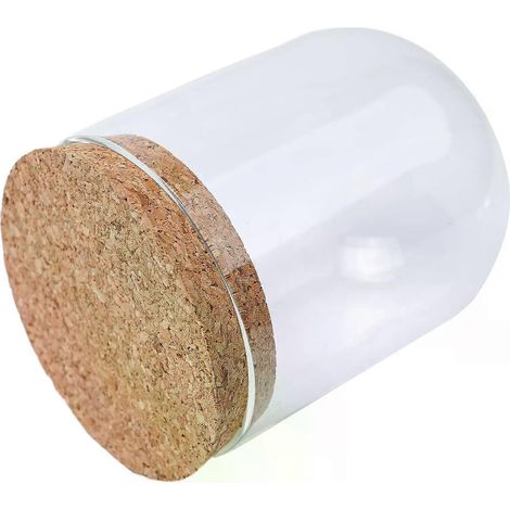 Couvercle en verre de haute qualité, pratique et neuf, idéal pour la décoration de plantes, vases et tables. Accessoires de décoration DIY avec dôme en bois et liège. (1/4)