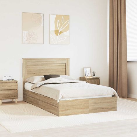 Aufbewahrungsbett Sonoma-Eiche 120 x 200 cm Holzwerkstoff