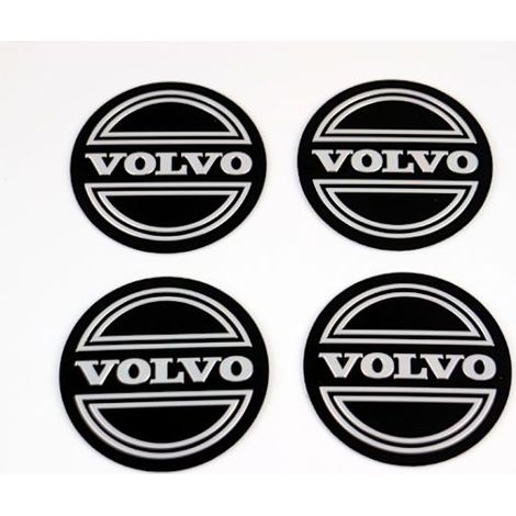 Emblème de roue Volvo 56,5 mm pour jantes et cache-moyeux, lot de 4, noir (1/2)