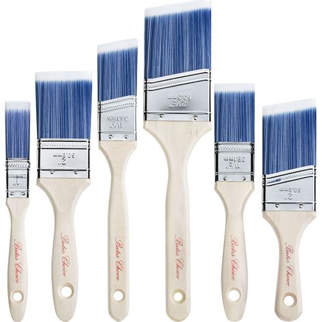 Brosses de peinture Bates, lot de 6, brosses à manche en bois traité pour murs Pour lasures et projets de peinture intérieure (1/5)