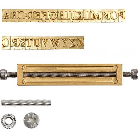 VEVOR Lettres Marquage a Chaud en Lation, Jeu de 26 Lettres A-Z Flexibles, Compatible avec Machine de Marquage VEVOR, Outils deEstampage Alphabet avec Cle Hexagonale, Ecrou, Vis, Support et Pince (1/5)