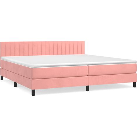 Maison Exclusive - Giroletto a Molle con Materasso Rosa 200x200 cm in Velluto