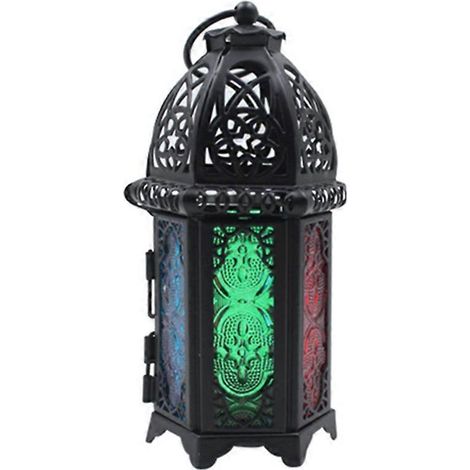 Bougeoir européen vintage suspendu, lanterne en verre marocain, décoration de mariage et d'intérieur - Noir (1/5)