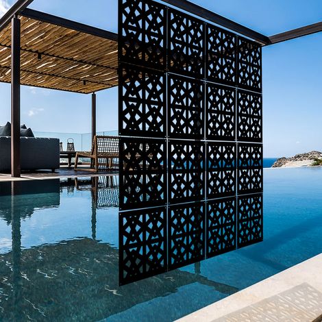 RAILING - Panneau ajouré en PVC - Brise-soleil - Dimension : 73x73 cm - Couleur : noir