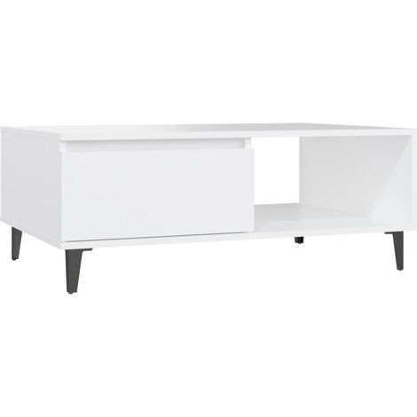 Table basse de salon, Table Café, Blanc 90x60x35 cm Aggloméré OIB9216E (1/5)