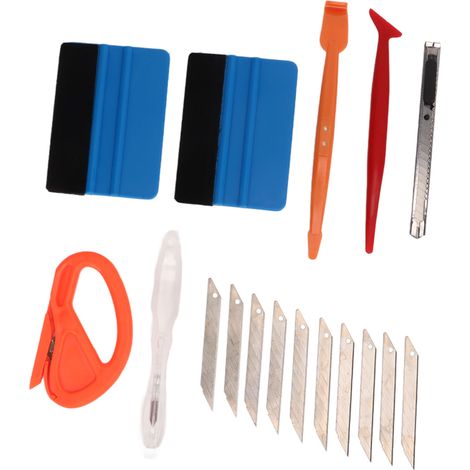 Ensemble de 8 outils de raclette pour vitres de voiture, permettant de découper et d'installer un protecteur de vitre. (1/5)