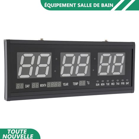 WAOBDLA 18.9 7.5in horloge murale montée avec heure date température LED horloge murale numérique pour salon bureau (1/5)