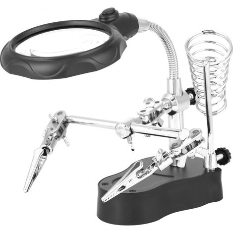 Support de réparation avec loupe, pince auxiliaire et éclairage LED pour établi TE-801 (1/5)
