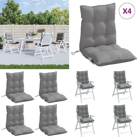 Coussins de chaise à dossier bas lot de 4 gris tissu oxford - Coussins De Chaise - Coussin Exterieur - Coussin Jardin - Coussin Confortable - Tissus Oxford - Home & Living (1/5)