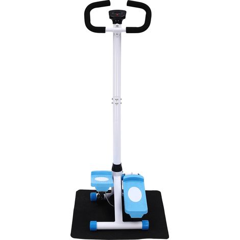 Stepper de fitness, manillar ajustable, diseño duradero, azul y blanco. (1/2)