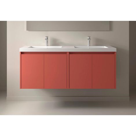 Noja Unterschrank 1400 4 Türen + Waschbecken Red Satin