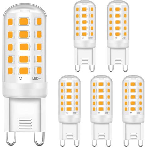 Ampoule LED G9, 4W Ampoules Blanc Chaud 3000K Équivalent 40W Ampoule Halogène, 400LM Ampoule G9, Sans Scintillement, Non-dimmable, Ampoule G9 pour le Salon, Chambre, Cuisine, Lot de 6 (1/5)