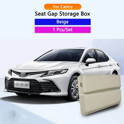 Boîte de rangement pour espace entre les sièges (beige Camry) en cuir pour Toyota RAV4, Camry, Corolla, Cross et Avalon. (1/5)