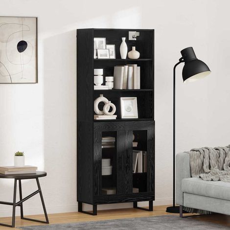 Highboard 2 pcs Schwarz Eichen-Optik Holzwerkstoff