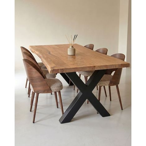 Hino - Table à manger en acacia massif et métal (1/5)
