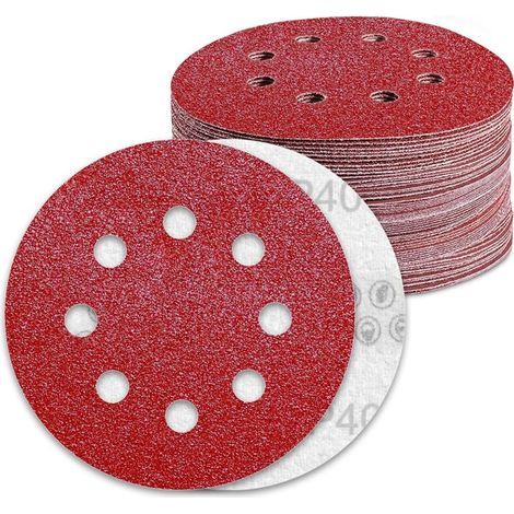 Disques Abrasifs 125mm Grain 40 Papier Poncer 70 Pièces 8 Trous Disque Poncage pour Ponceuse Excentrique (1/5)