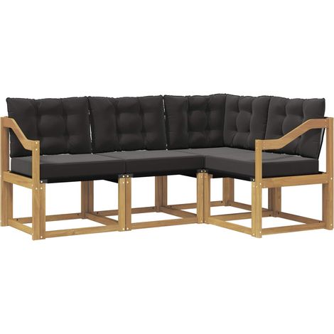 Conjunto de sofás de exterior con cojín 4 pcs Blanco y Negro vidaXL