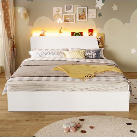 Cama juvenil hidráulica con USB y LED blanca natural HAVRYA (1/5)