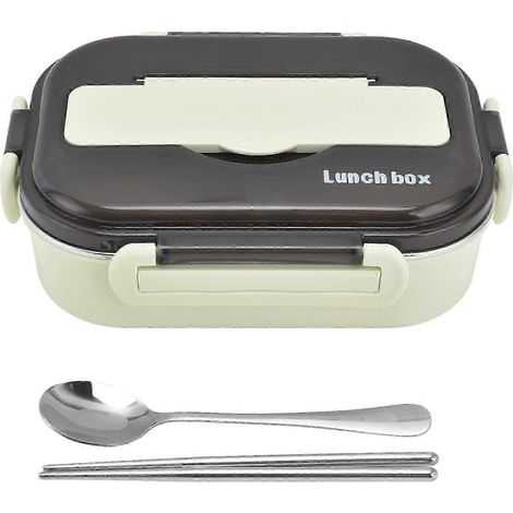 Boîte à lunch 1000 ml, deux compartiments, sûre, durable, étanche, portable, couleur verte (1/5)