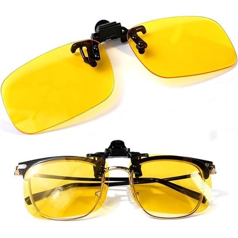 Polarisierte Nachtfahrbrille mit Clip, 60 x 40 mm, Überbrille für Nachtfahrten, schützt vor Scheinwerfern und blauem Licht und reduziert die Augenbelastung. (1/5)