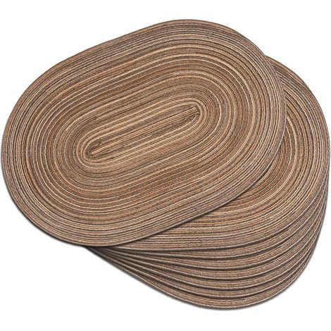 Lot de 8 Sets de Table,Ovale,Tissé,Polyester,Résistant à la Chaleur,Salle à Manger (1/5)