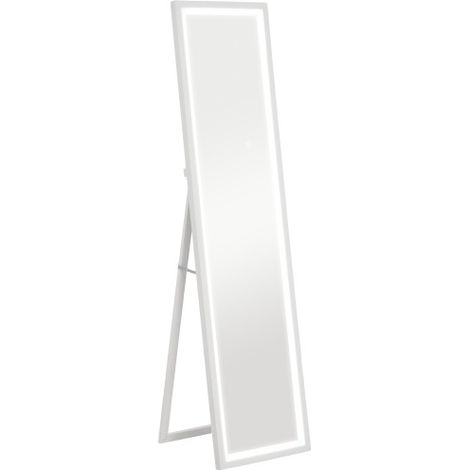 Specchio verticale LED ad alta risoluzione 40 × 160 cm – Specchio da parete o da terra con comando touch, ideale per camera da letto e soggiorno, finitura bianca
