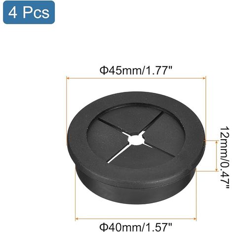 QUARKZMAN 4 Pcs Passe-Câble pour Cordon en Caoutchouc 40mm, Noir  Passe-Câble de Bureau Flexible Grommets de Fil Cache-Trou pour Bureau Organisateur de Câbles d'Ordinateur (1/4)