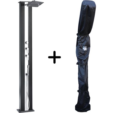 Douche Hybride Dada Straight 40L Coloris Anthracite / Alu brossé + Housse d’hivernage pour douche solaire (1/5)