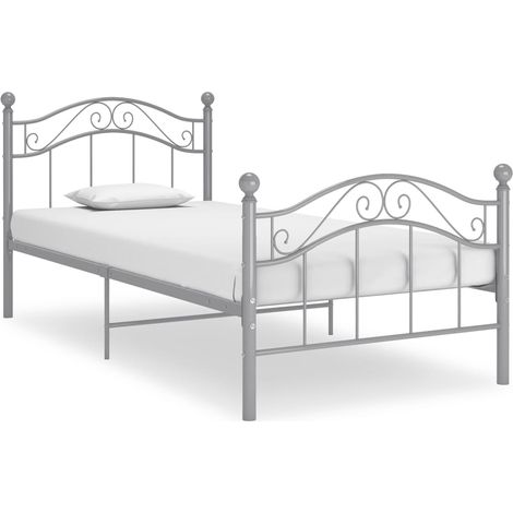 Bett Grau Metall 100x200 cm