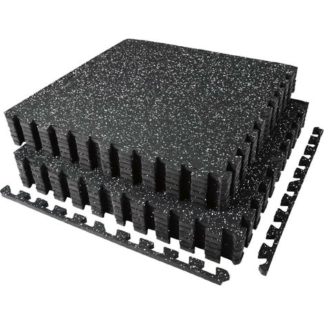 Tapis 60x60x1,4 cm Tapis de Fitness d'Équipement avec Surface en Caoutchouc Robuste et Épais, Tapis de Protection de Sol en Puzzle pour Salle de Sport et Domicile (1/5)