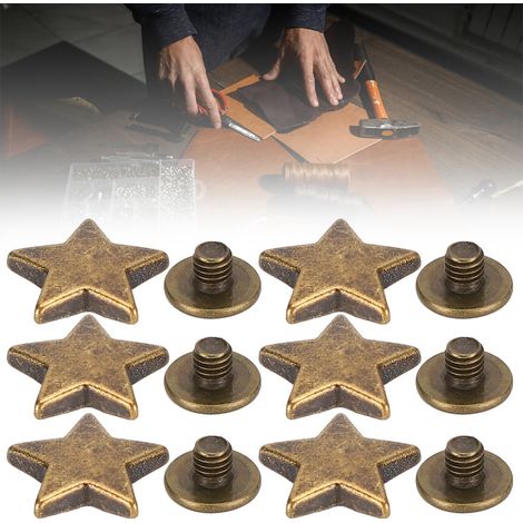 50 Pièces Rivets Étoile 12MM en Alliage de Zinc Antirouille pour Vêtements (Couleur Bronze) (1/4)