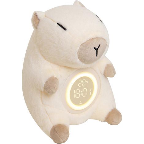 Réveil numérique en peluche adorable en forme de capybara, lampe de chevet à intensité variable, double alarme avec fonction snooze, convient aux chambres et aux salons, disponible en plusieurs couleu (1/5)