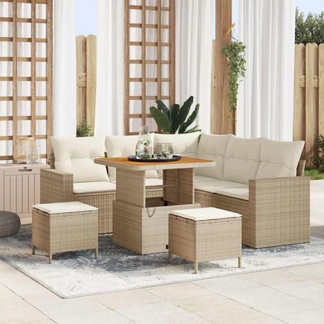 Set Divano da Giardino 8 pz Beige polyrattan vidaXL (1/5)