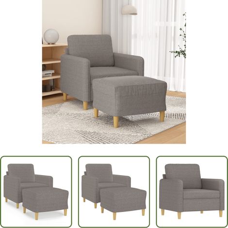 vidaXL Sillón con taburete tela gris taupe 60 cm (1/5)