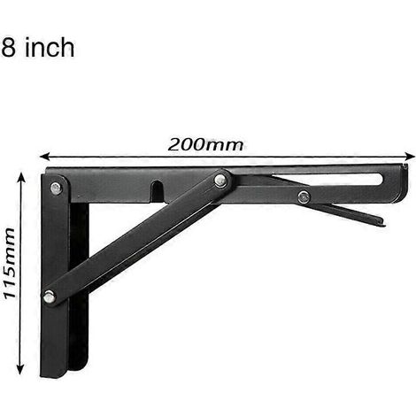 Lot de 2 supports de table pliables pour camping-car, caravane, mini-étagère pliable en acier inoxydable noir (1/5)