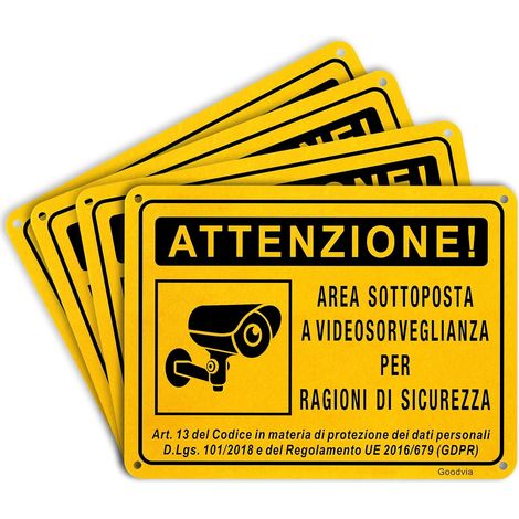 Panneau de surveillance en aluminium métal 4 pièces 15 x 20 cm 2022 imperméable et résistante aux rayons UV durable (1/5)
