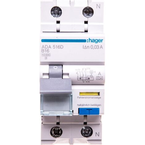 Interruptor diferencial RCBO 2P B16A 0.03A Tipo A ADA516D