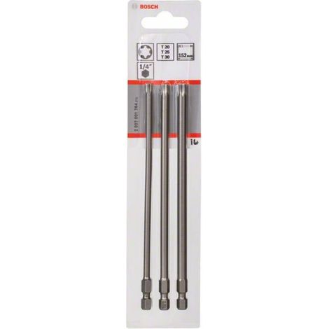 Bosch – Embout pour visseuse E 6.3 extra-dur 152 mm – Lot de 3 embouts Torx® T20/T25/T30 – Pour vissage rapide en série (1/5)