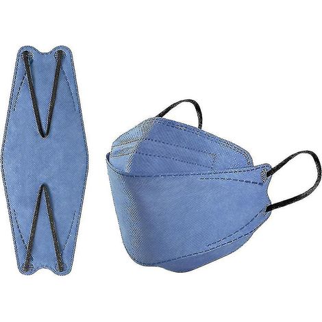 Lot de 50 masques KN95 pour adultes, style poisson, Morandi, FFP2, 4 couches, bleu marine. (1/5)