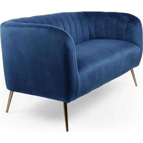 Canapé 2 Places en Velours "Reuben" 128cm Bleu (1/5)