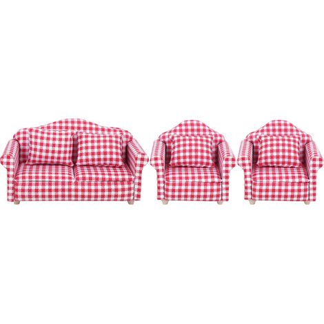 Ensemble de meubles de salon miniature pour maison de poupée à l'échelle 1:12, canapé en tissu, accessoires pour maison de poupée (1/5)