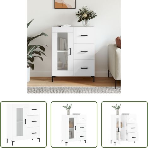 Hochglanz-Weiß - Sideboard Hochglanz-Weiß 69,5x34x90 cm Holzwerkstoff (1/5)
