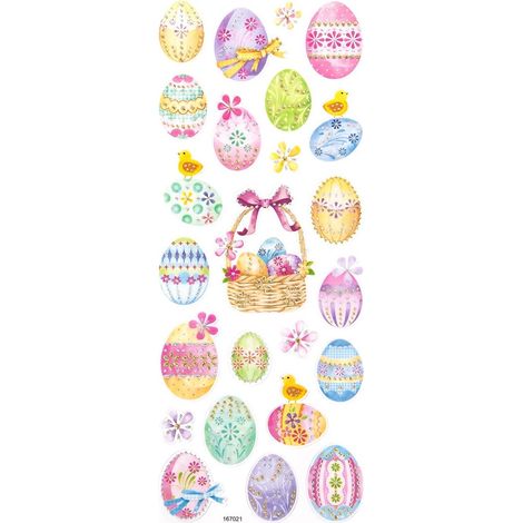 Pegatinas decorativas de huevos de Pascua con purpurina, 24 unidades.